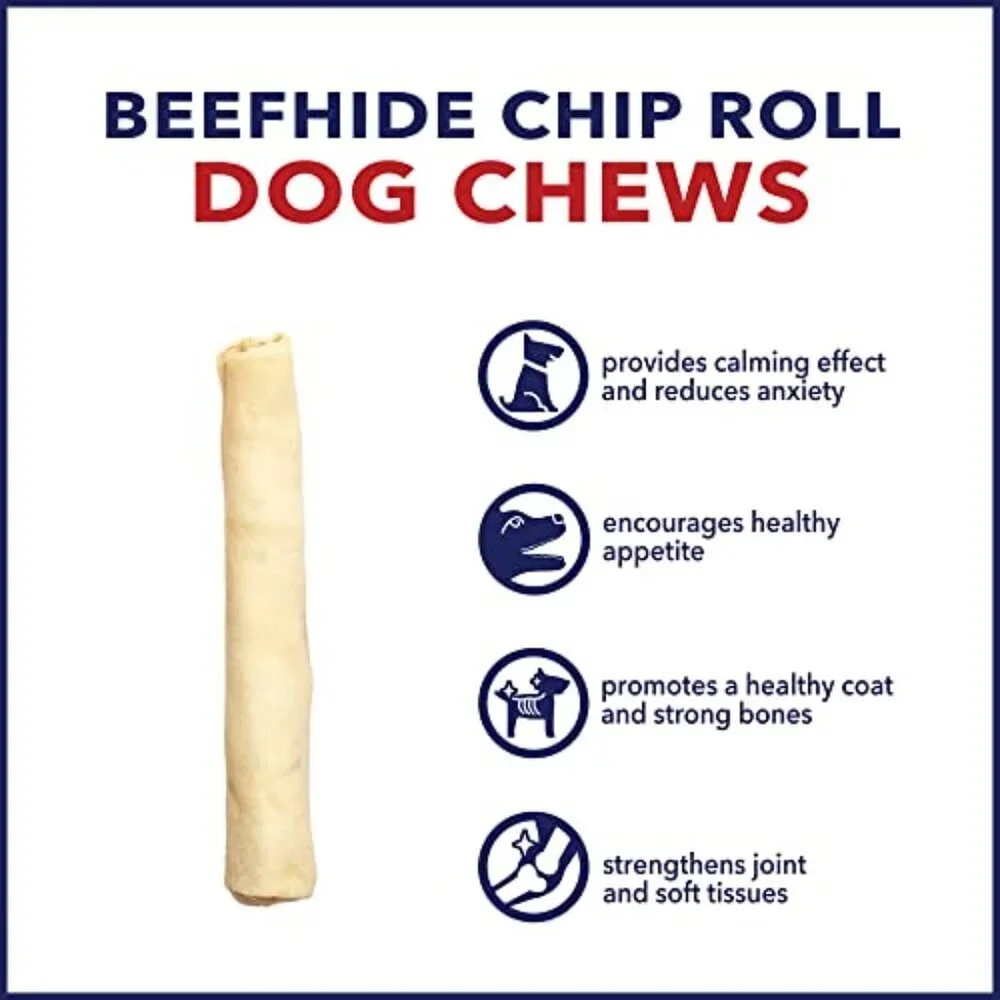 Natural Beefhide Dog Chews Long Lasting Dental Treats Pack of 22